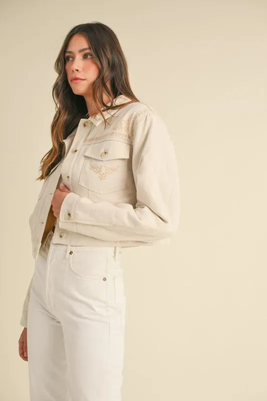 MABLE Embroidered Quilted Cropped Jacket - Sydney So Sweet