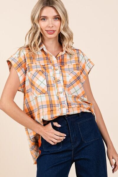 Mittoshop Mineral Wash Plaid Button Down Shirt - Sydney So Sweet