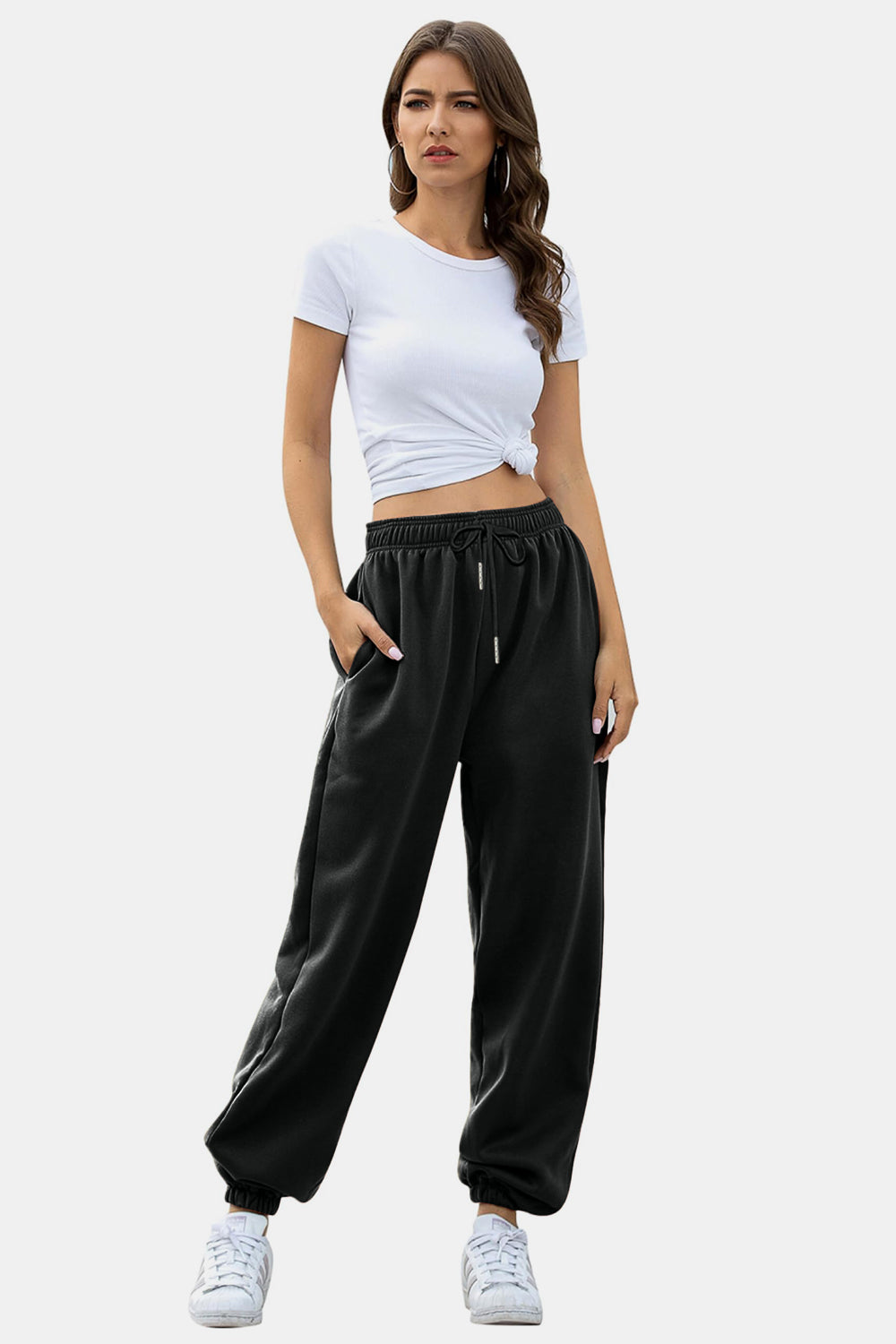 Elastic Waist Joggers with Pockets - Sydney So Sweet