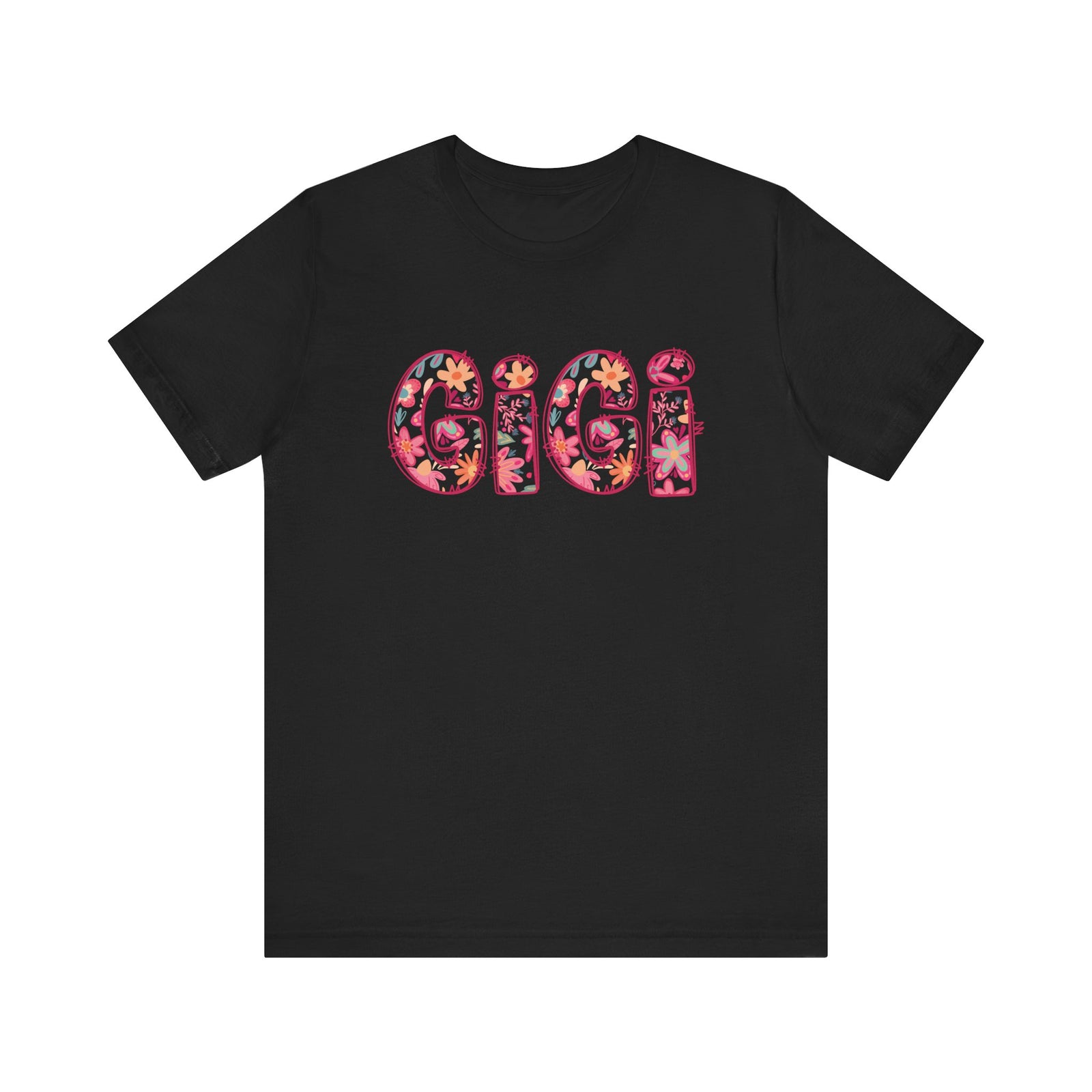 Gigi Boho Pink Floral Graphic T‑Shirt Flower Pattern Grandmother Tee