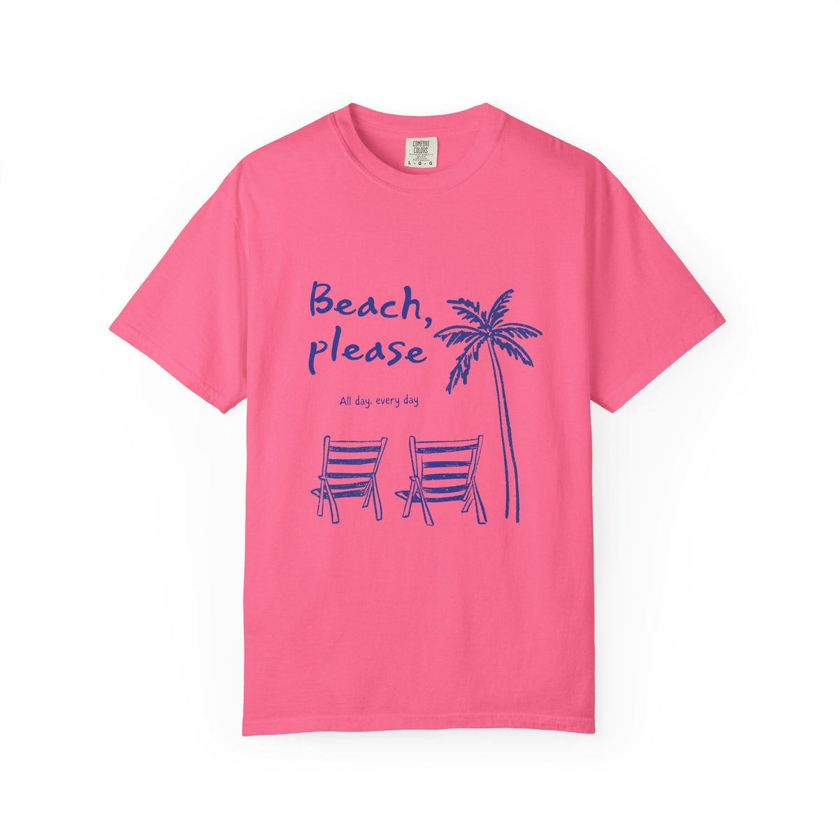 Beach Please T-Shirt Palm Tree & Chairs Women's Summer Graphic Tee