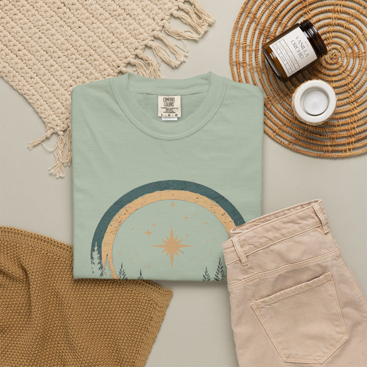 All Is Calm & Bright Christmas Eve Distressed T-Shirt Christian Graphic Tee