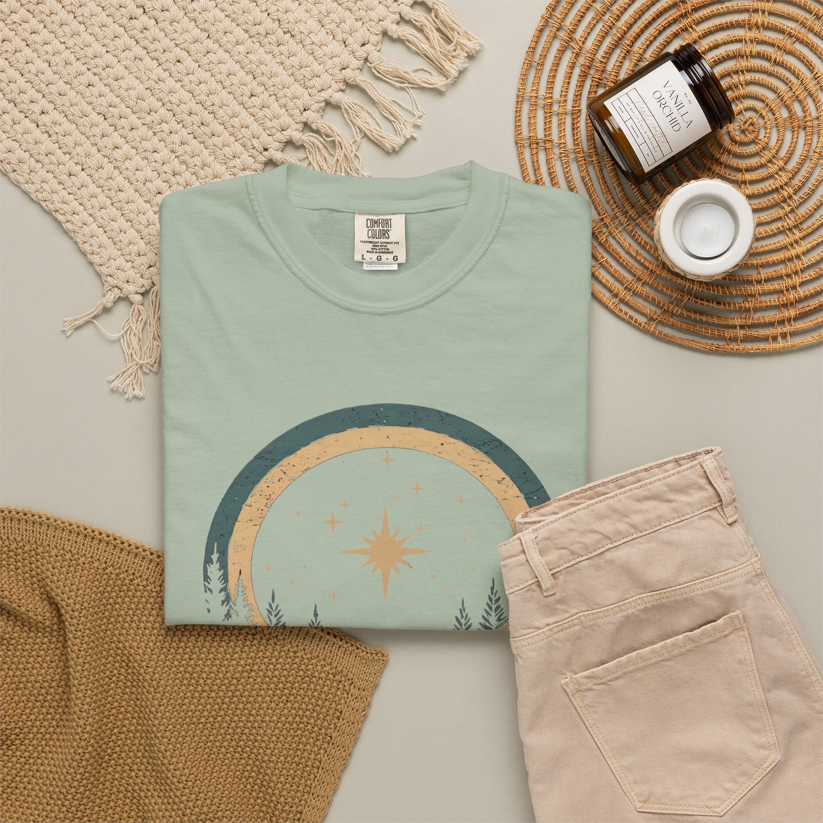 All Is Calm & Bright Christmas Eve Distressed T-Shirt Christian Graphic Tee