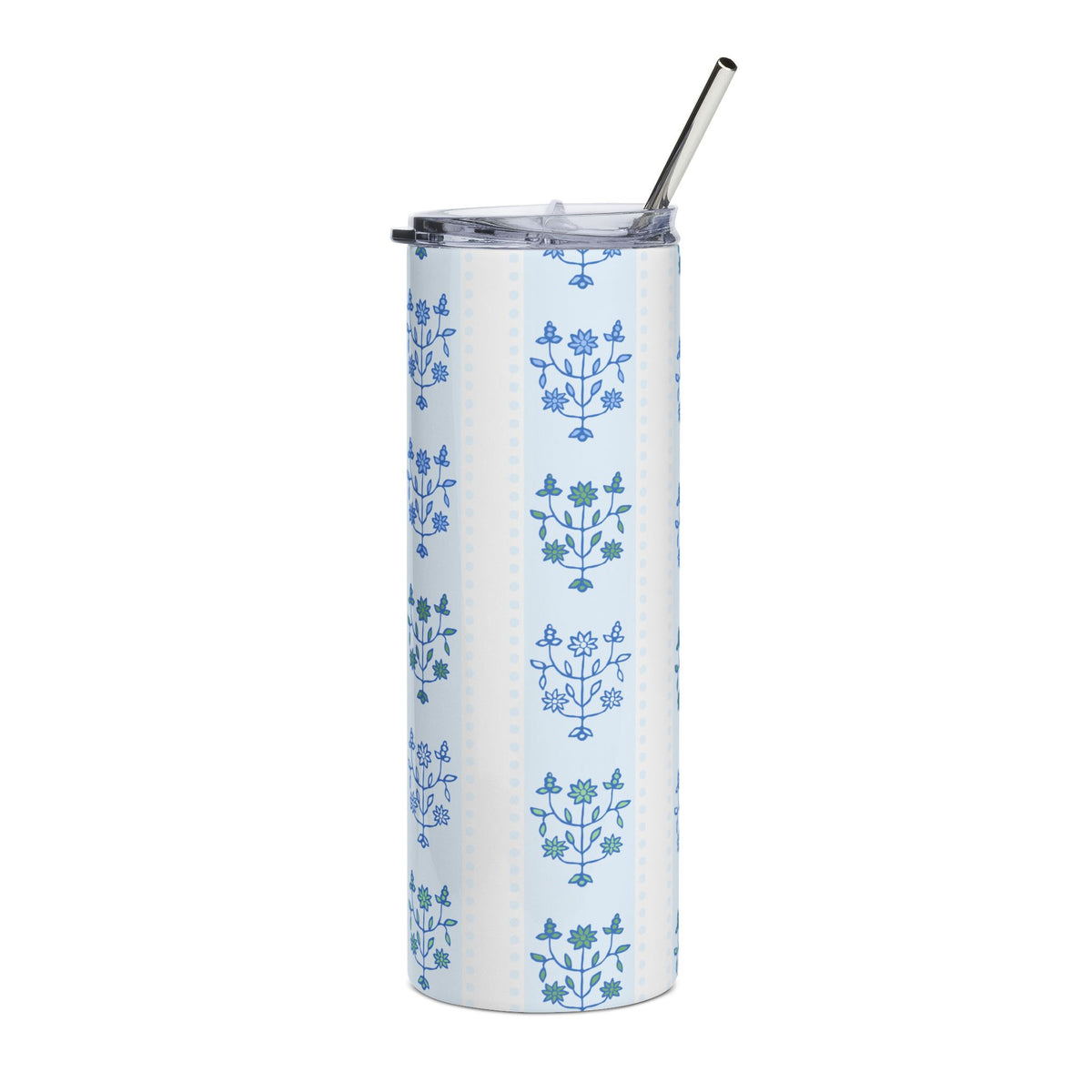 Grandmillenial Blue Floral 20oz Stainless Steel Tumbler Insulated Travel Cup