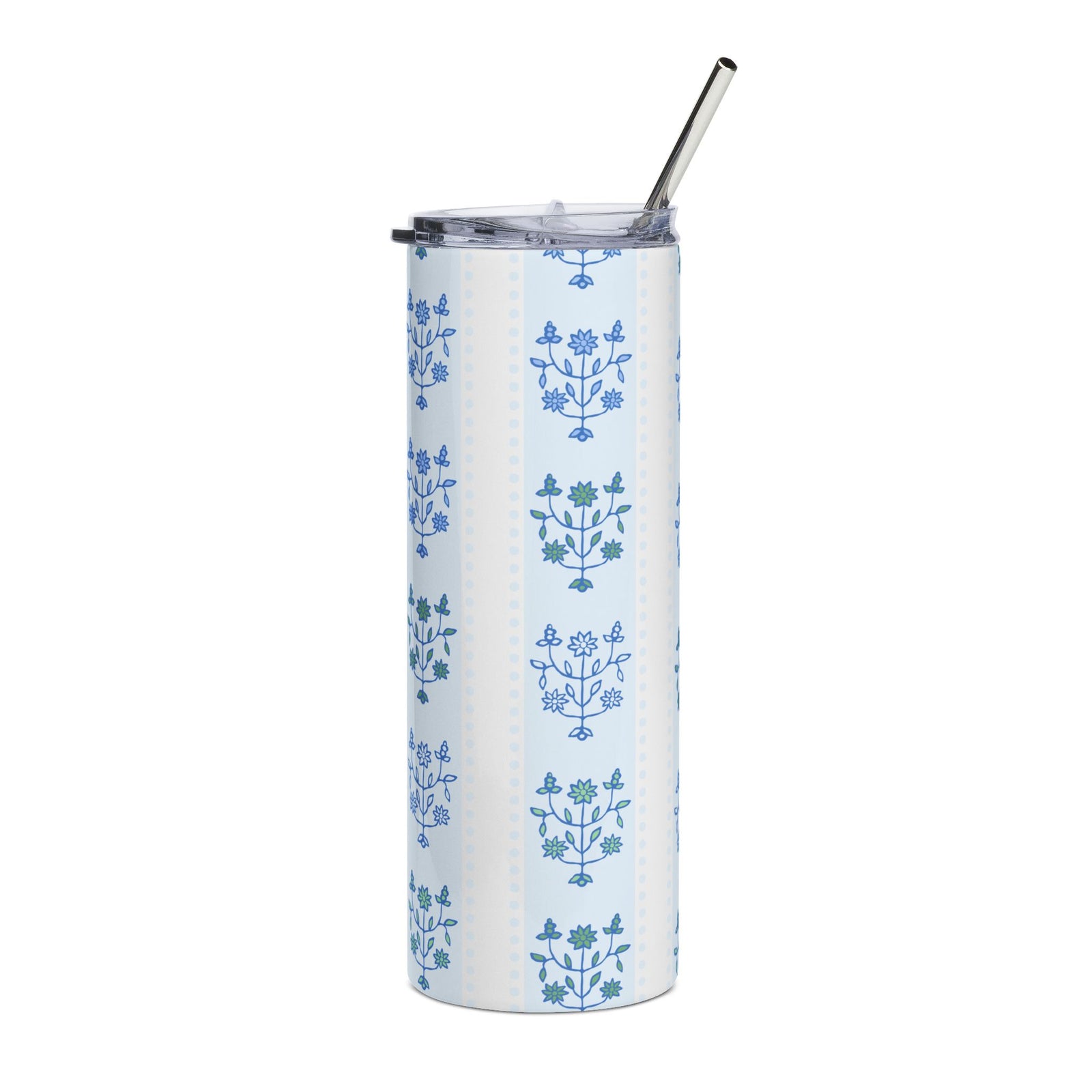 Grandmillenial Blue Floral 20oz Stainless Steel Tumbler Insulated Travel Cup