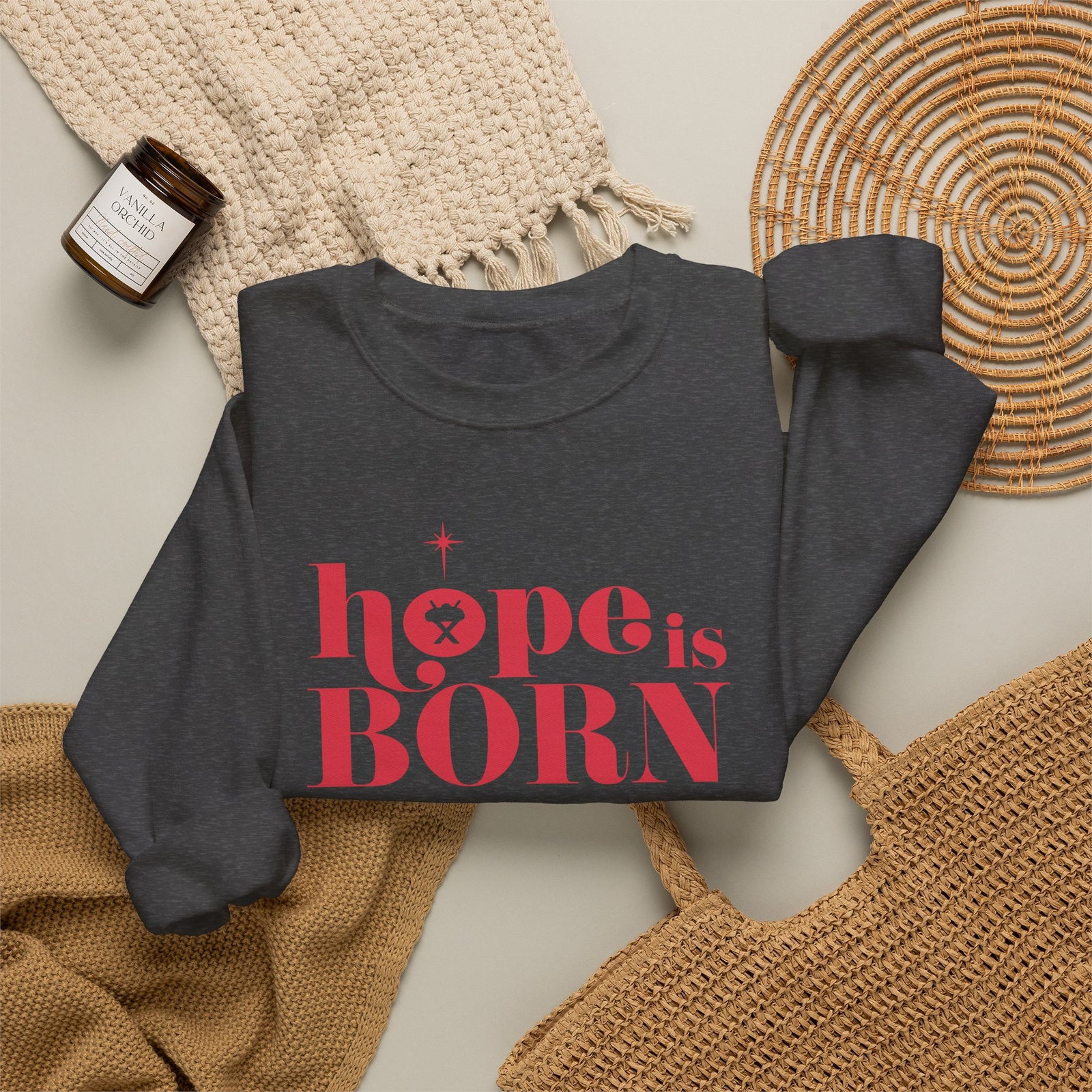Hope is Born Nativity Christmas Season Crewneck Unisex Sweatshirt