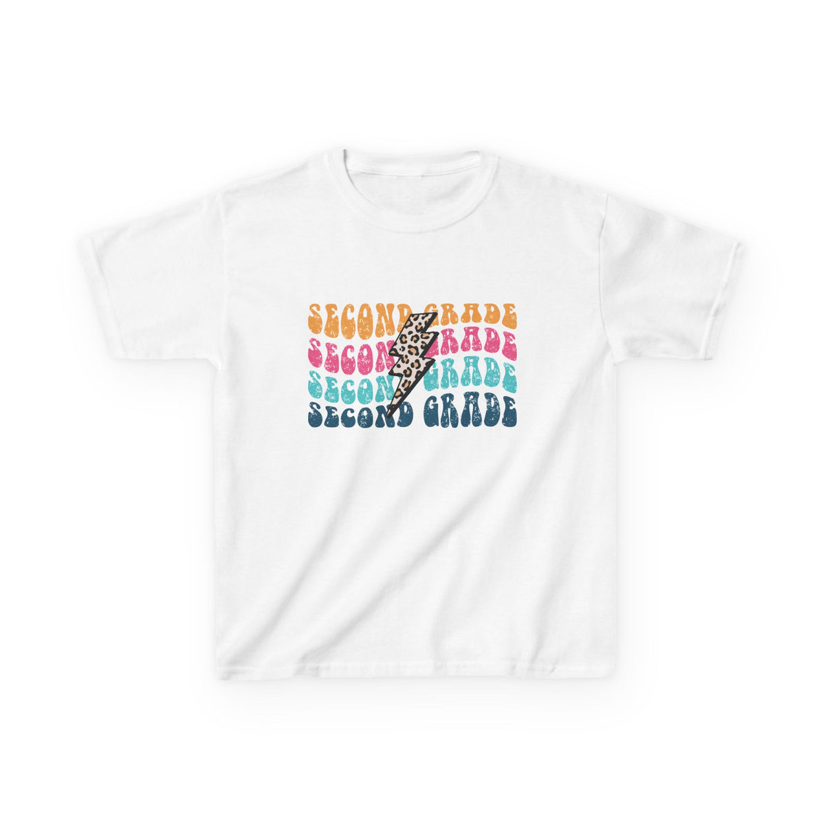 Second Grade Leopard Lightning Graphic Tee Back-to-School 2nd Grade Kids T-Shirt