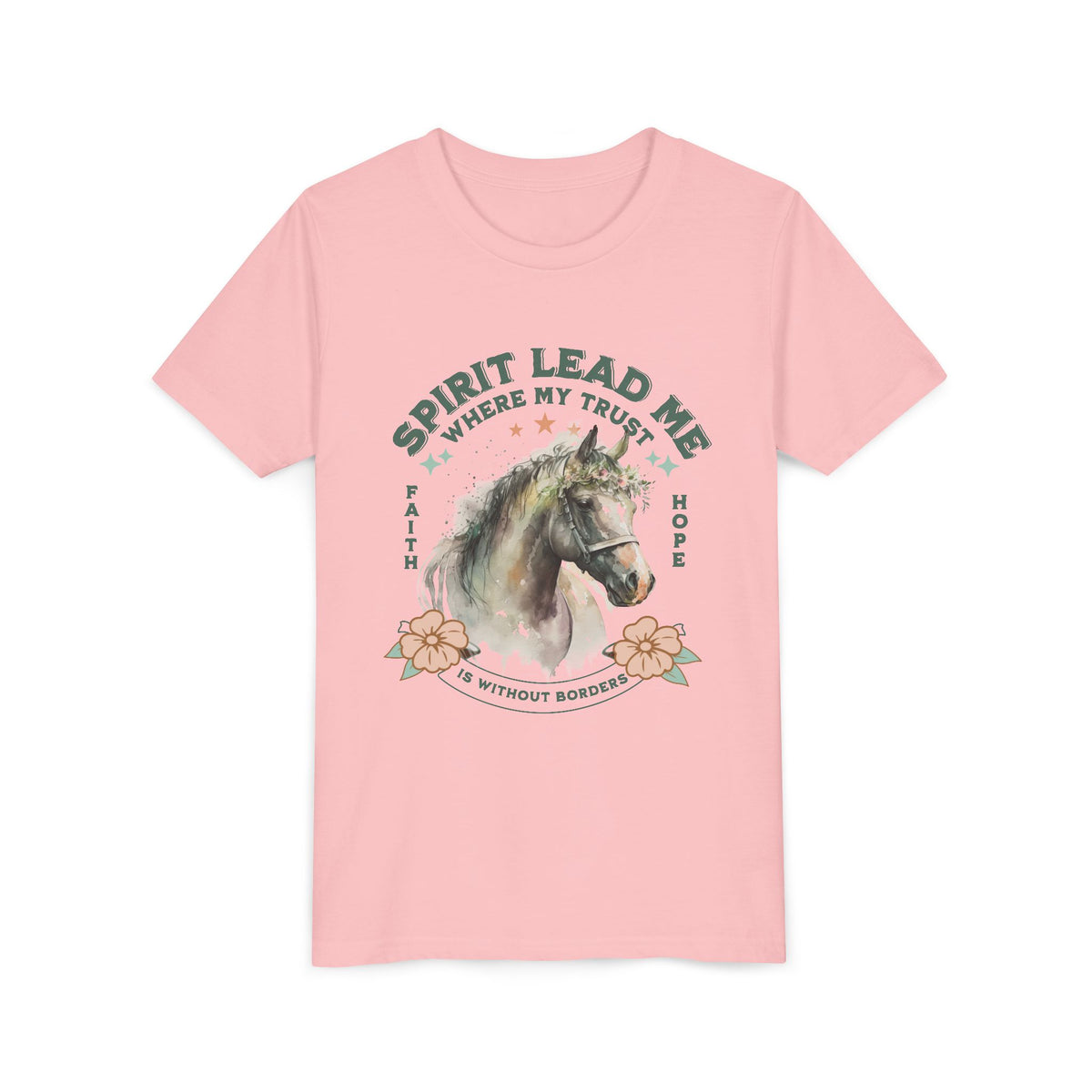 Spirit Lead Me Kids T-Shirt Floral Horse Christian Graphic Tee
