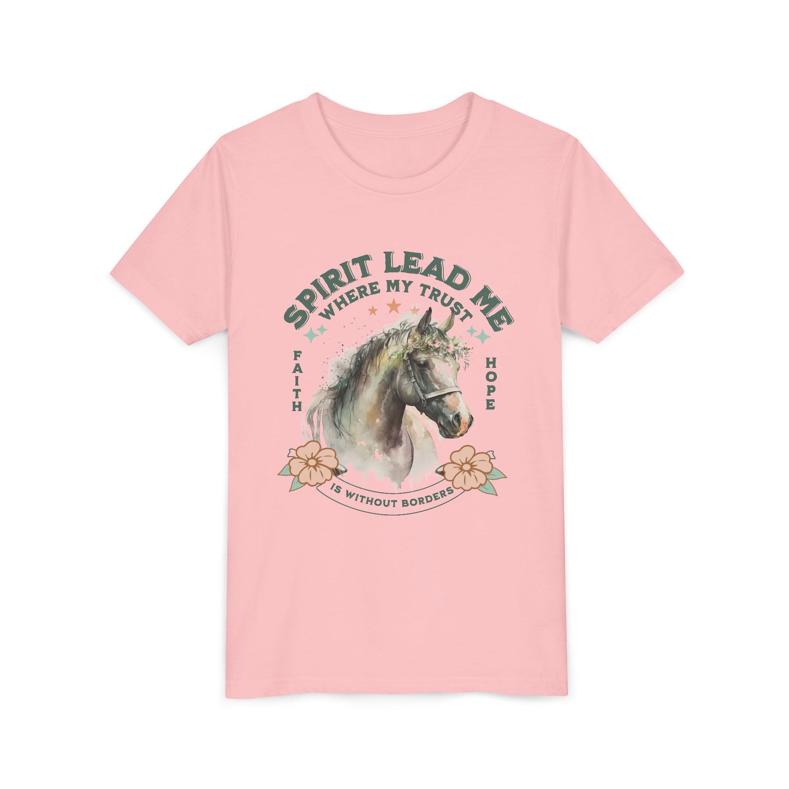 Spirit Lead Me Kids T-Shirt Floral Horse Christian Graphic Tee