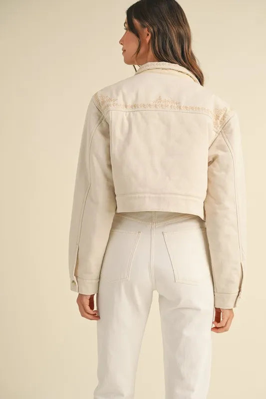 MABLE Embroidered Quilted Cropped Jacket - Sydney So Sweet