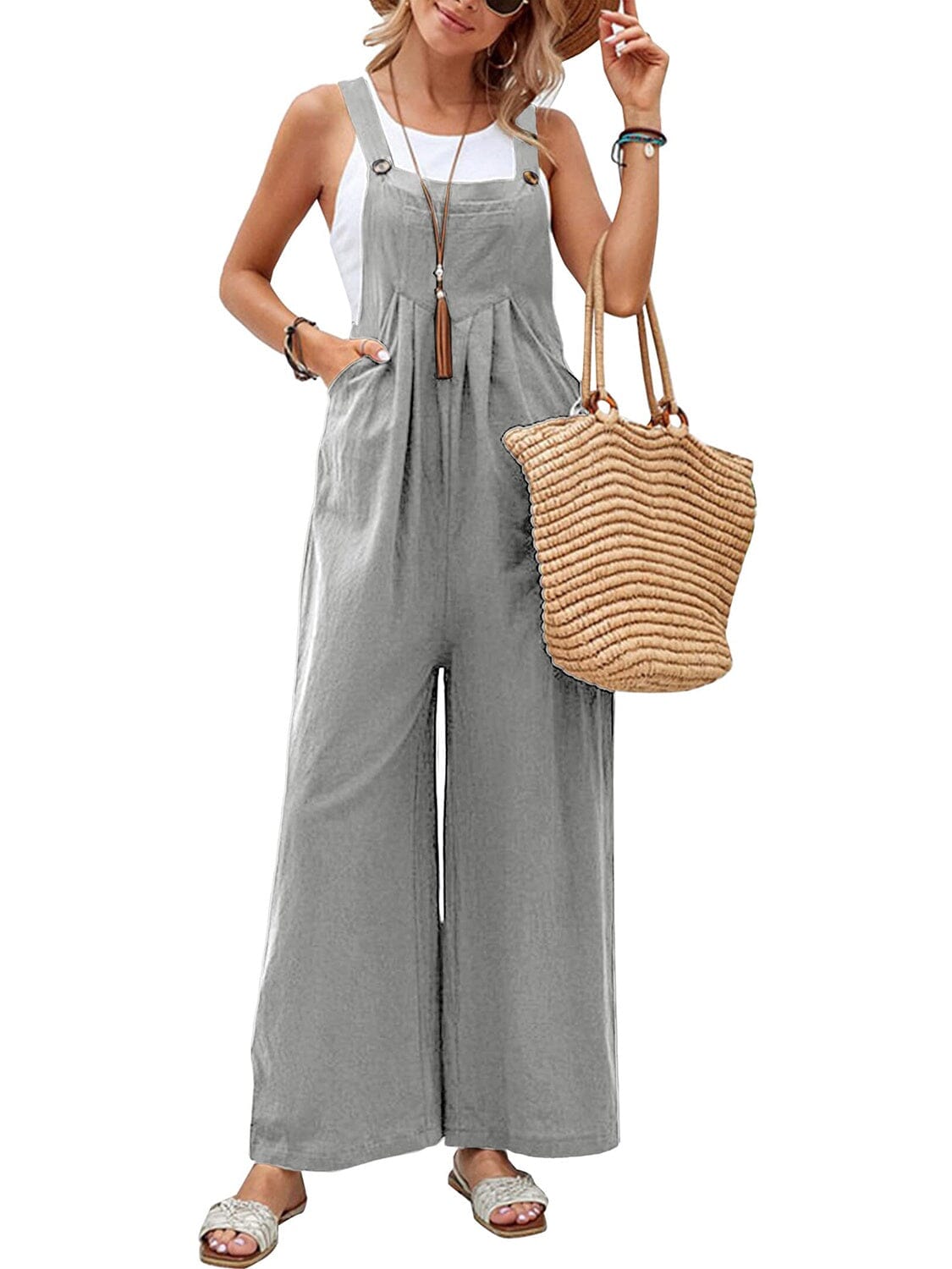 Full Size Square Neck Wide Strap Overalls - Sydney So Sweet