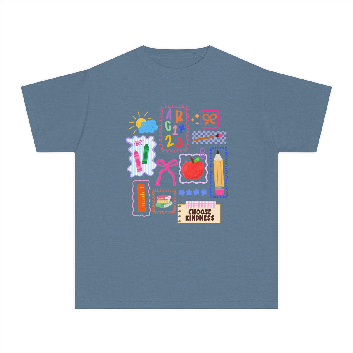 Choose Kindness Coquette Doodles Bow Graphic Tee Kids Back to School T-Shirt