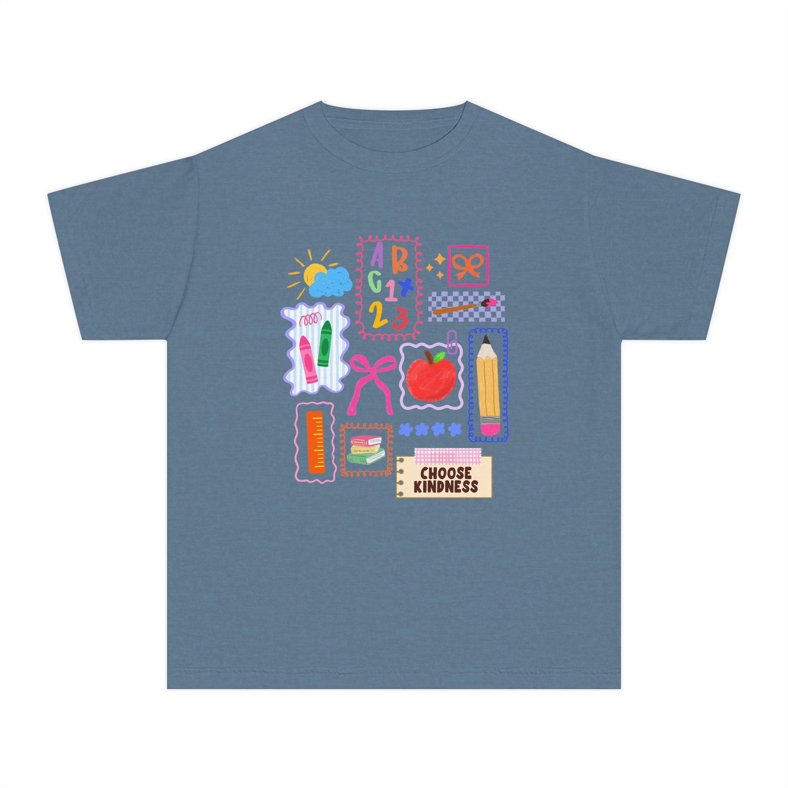 Choose Kindness Coquette Doodles Bow Graphic Tee Kids Back to School T-Shirt