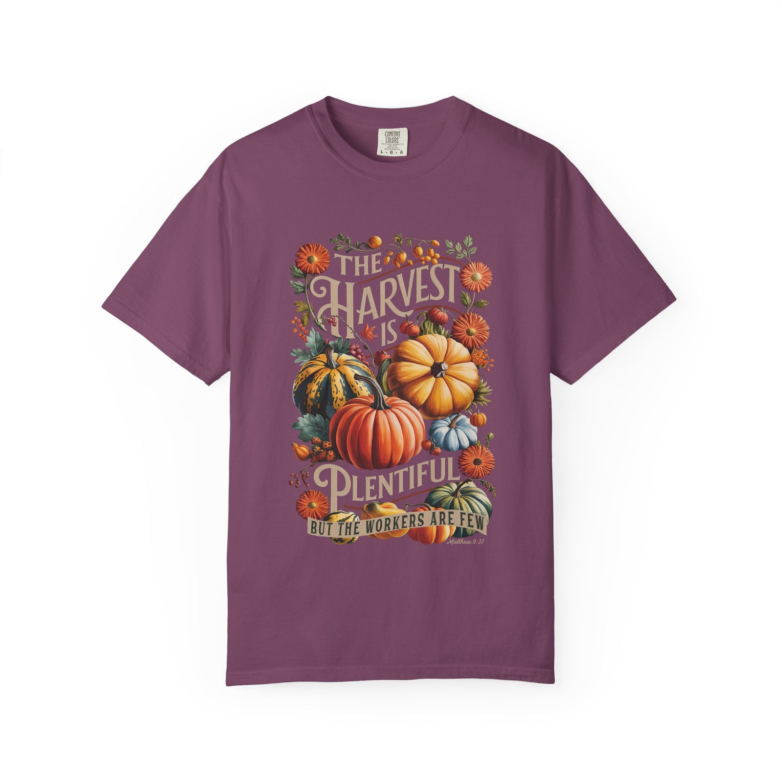 The Harvest is Plentiful T-Shirt Fall Pumpkin Harvest Christian Tee