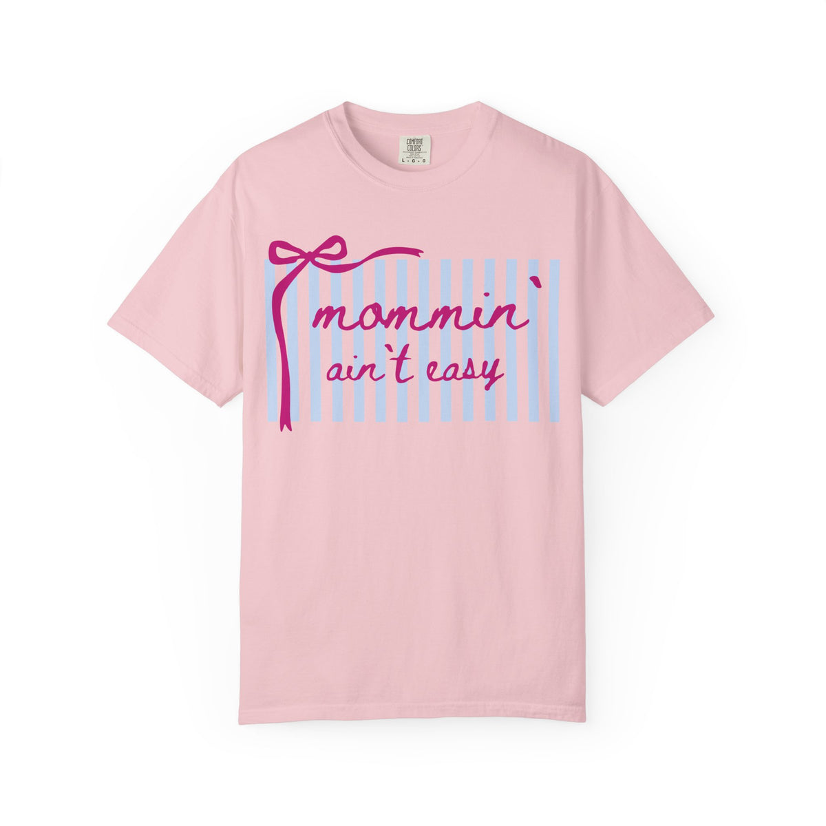 Mommin' Ain't Easy Graphic T-Shirt Cute Striped Mom Life Tee