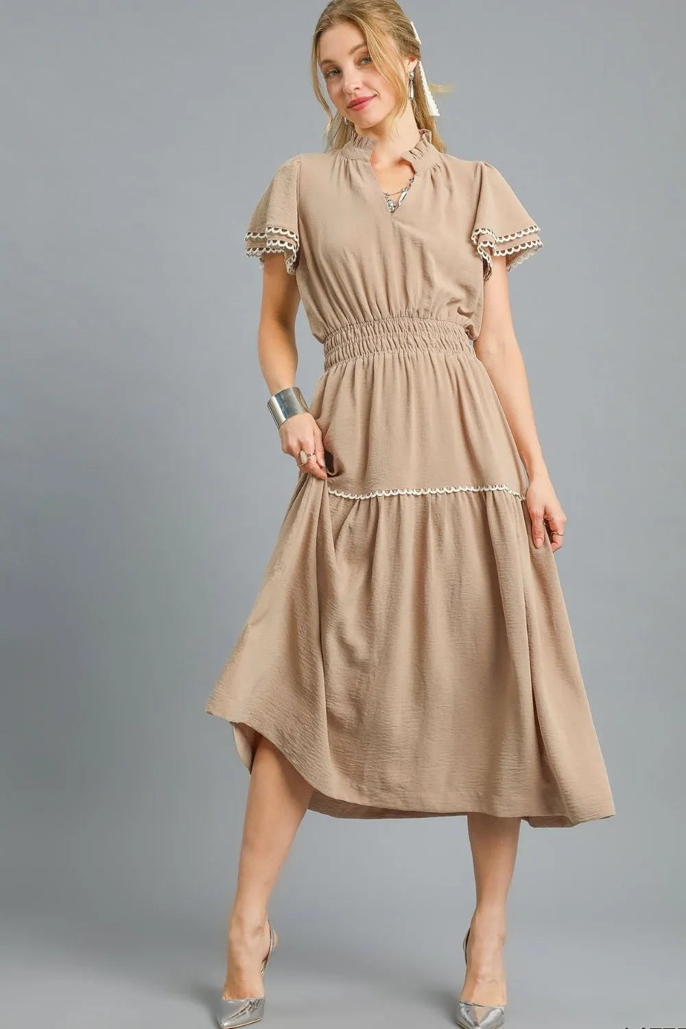 Umgee Tiered Flutter Sleeve Midi Dress - Sydney So Sweet