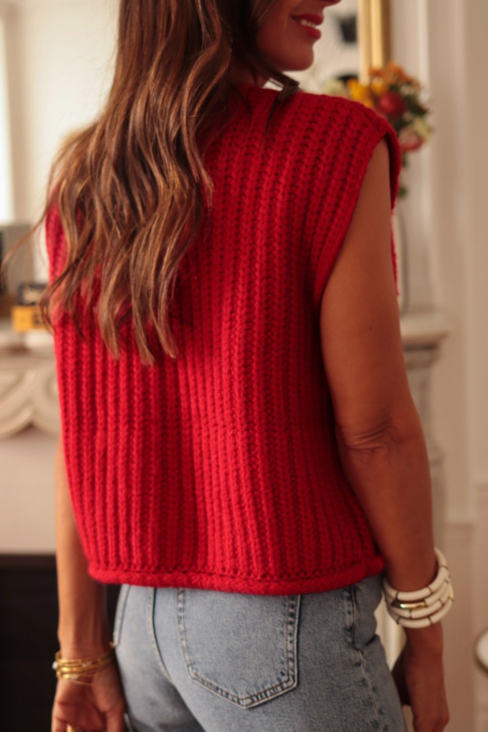 Button Down Sweater Vest with Pockets - Sydney So Sweet