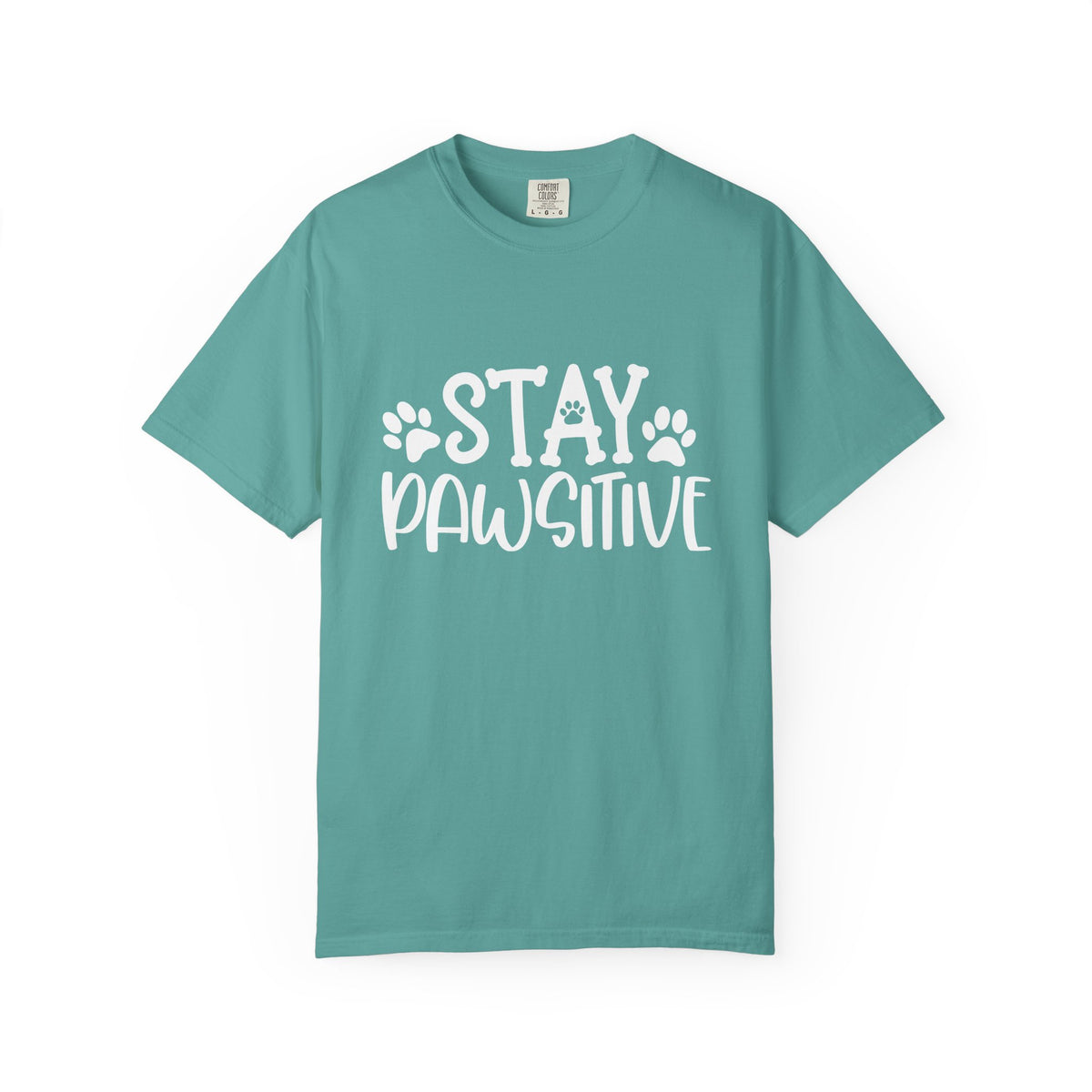 Stay Paw-sitive Paw Print T-Shirt Cute Dog Mom Graphic Tee