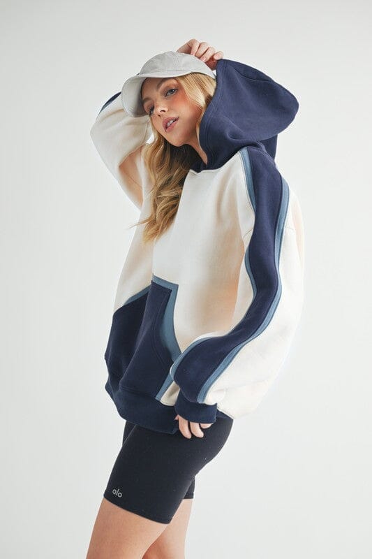 Aemi + Co Color Block Kangaroo Pocketed Hoodie - Sydney So Sweet