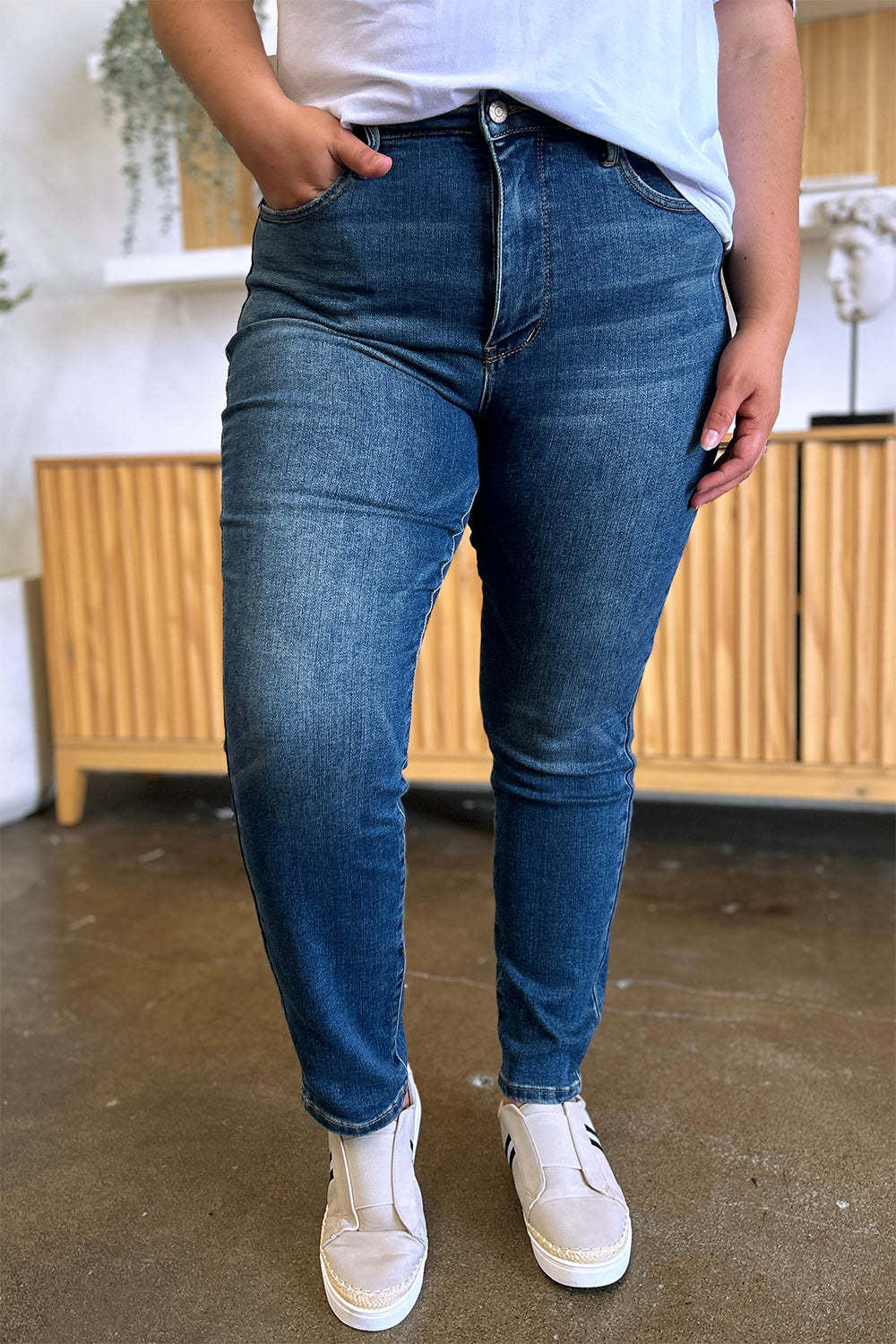 Judy Blue Full Size Tummy Control High Waist Slim Jeans - Sydney So Sweet