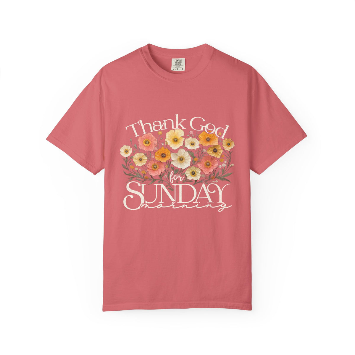 Thank God for Sunday Morning Christian Church Floral T‑Shirt Unisex Distressed Tee