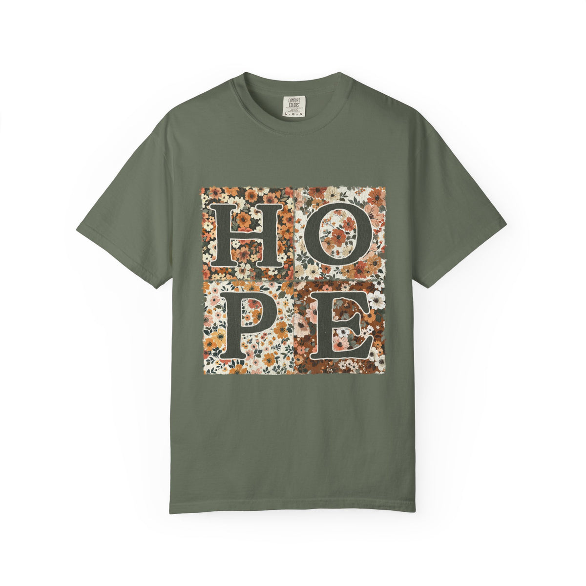 Hope Floral Patchwork Distressed T-Shirt Vintage Inspirational Tee