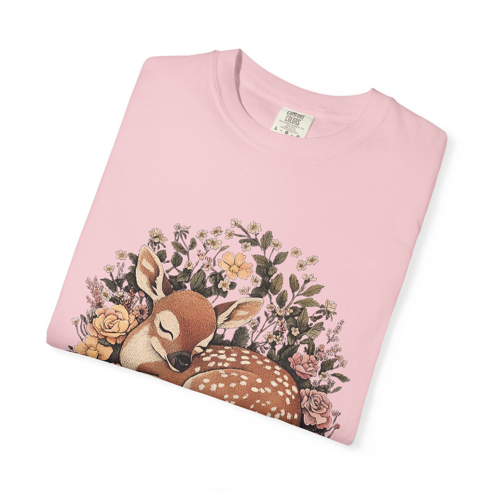 Sleeping Fawn Floral T-Shirt Psalm 23 Inspirational Christian Tee