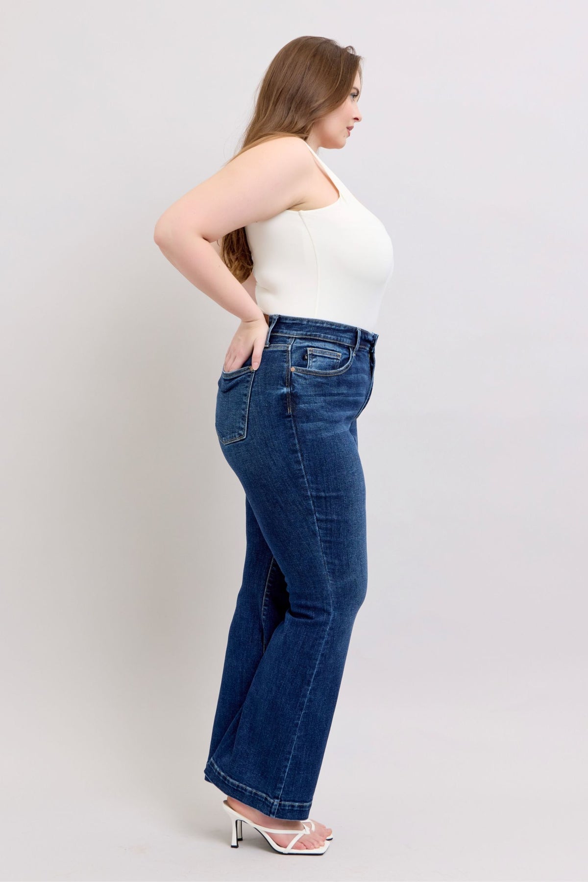 Judy Blue Full Size High Rise Flare Jeans with Pockets Plus Size - Sydney So Sweet