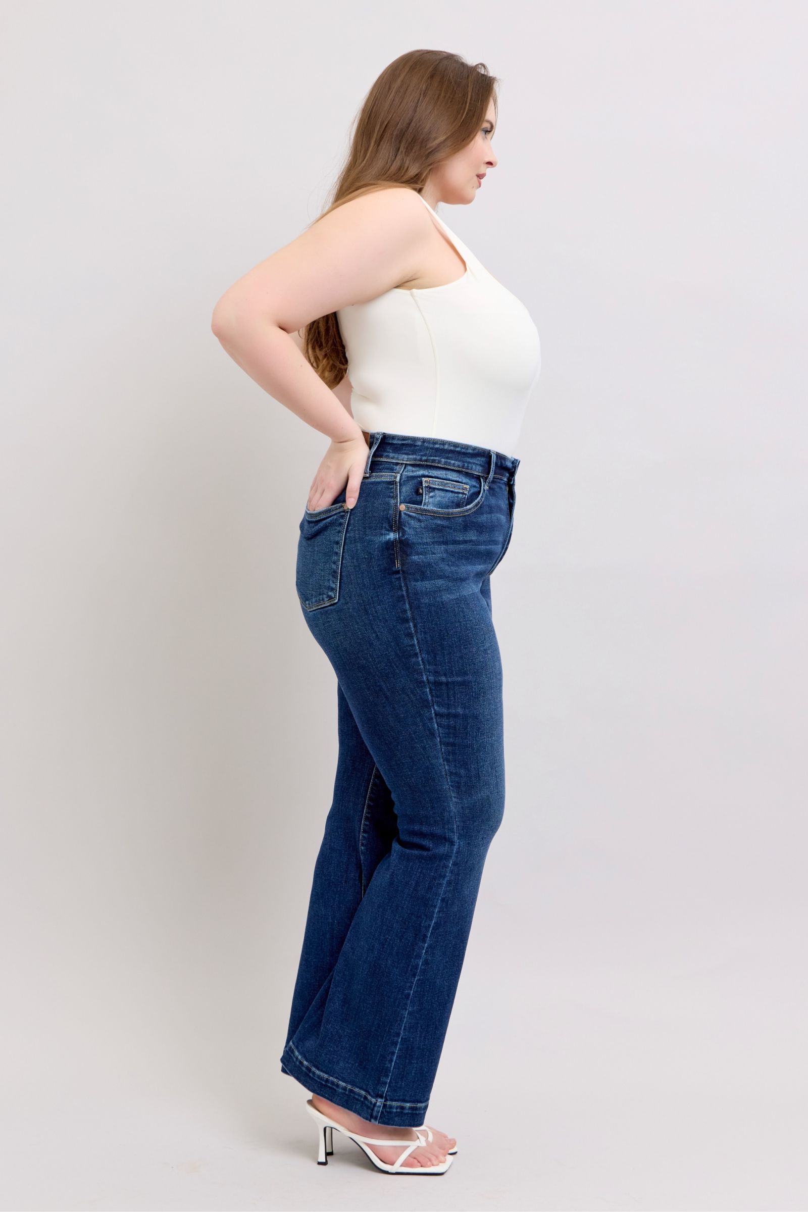 Judy Blue Full Size High Rise Flare Jeans with Pockets Plus Size - Sydney So Sweet