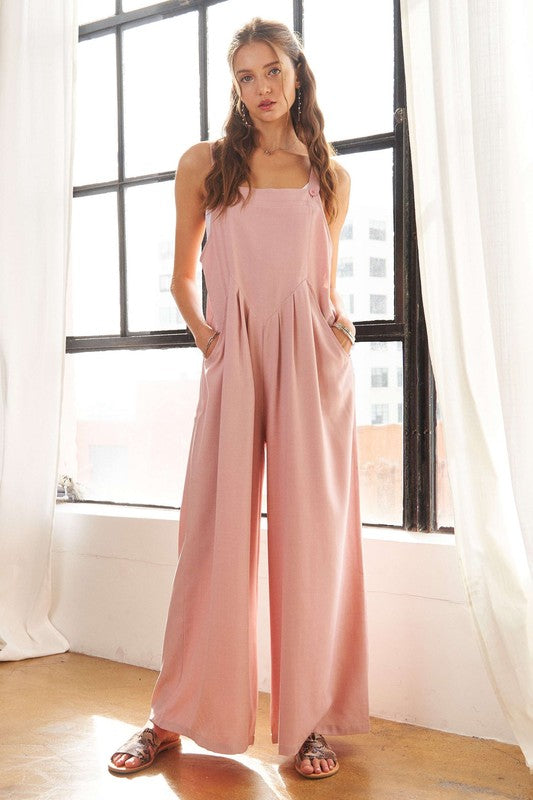 ADORA Square Neck Wide Leg Overalls with Pockets - Sydney So Sweet