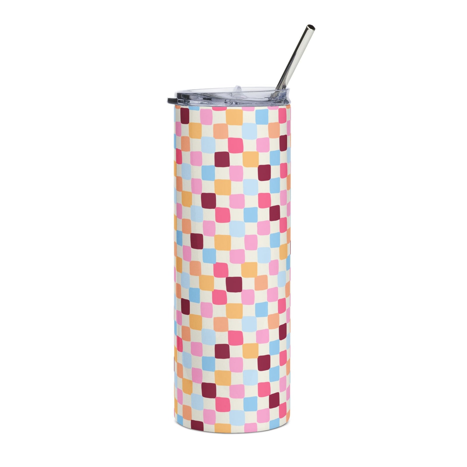Organic Checkered 20oz Floral Stainless Tumbler Insulated Travel Cup - Sydney So Sweet