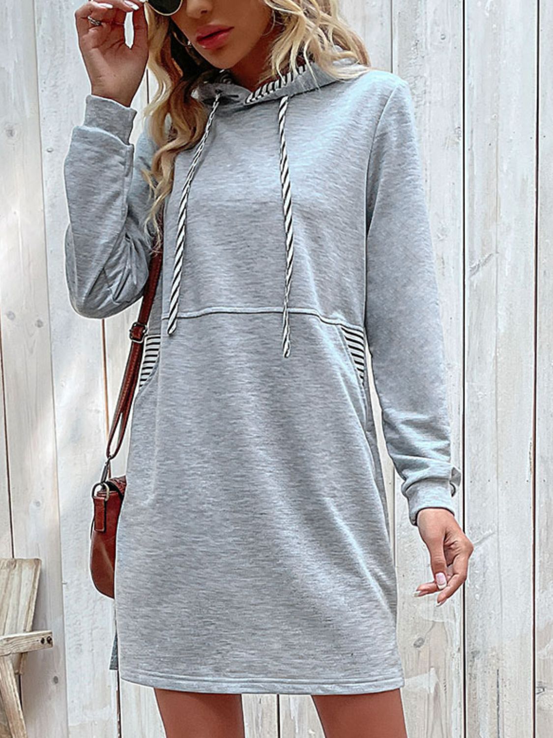 Striped Drawstring Long Sleeve Hoodie - Sydney So Sweet