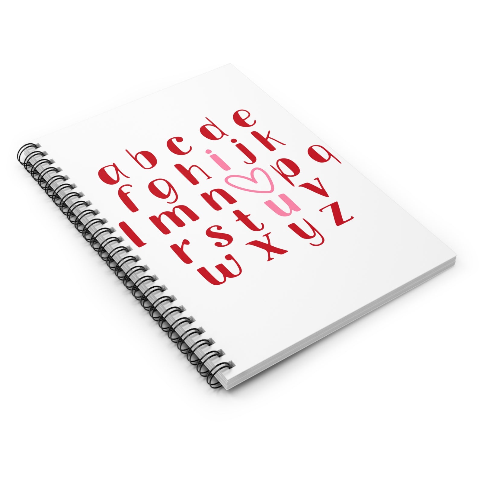 Alphabet Heart I Love You Spiral Notebook  Ruled Journal
