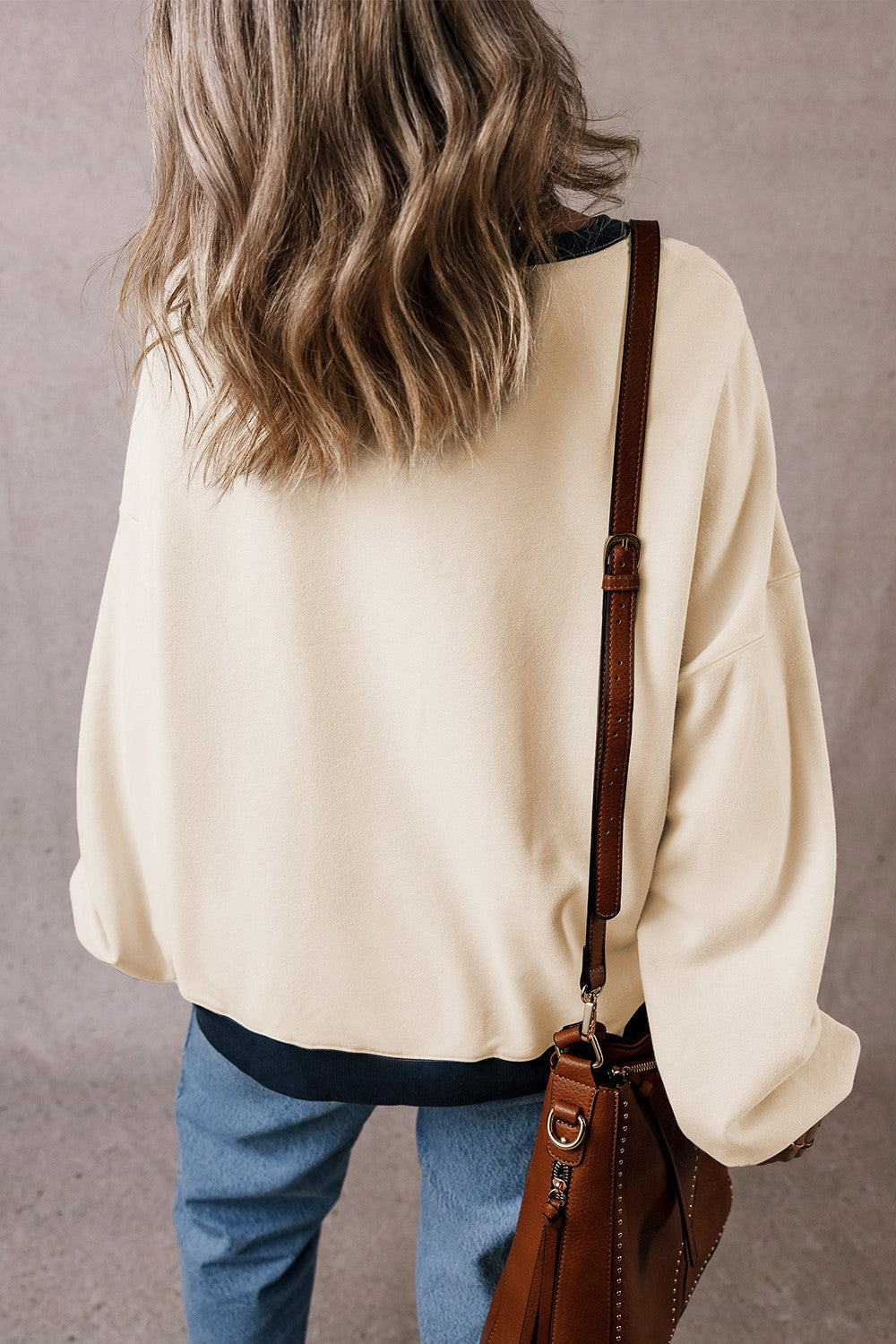 Contrast Round Neck Long Sleeve Sweatshirt - Sydney So Sweet