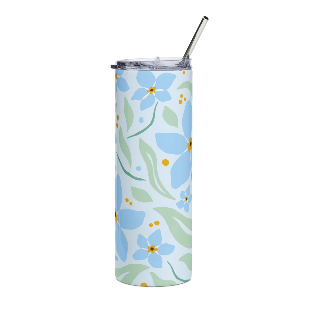 Blue Floral Forget-Me-Not 20oz Stainless Steel Insulated Tumbler Travel Cup