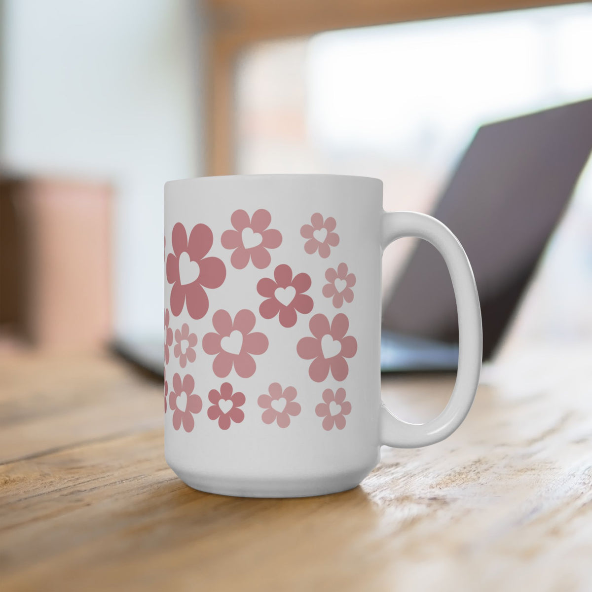 Bouquet of Love Mug — Pink Retro Floral Coffee Cup (11oz, 15oz)