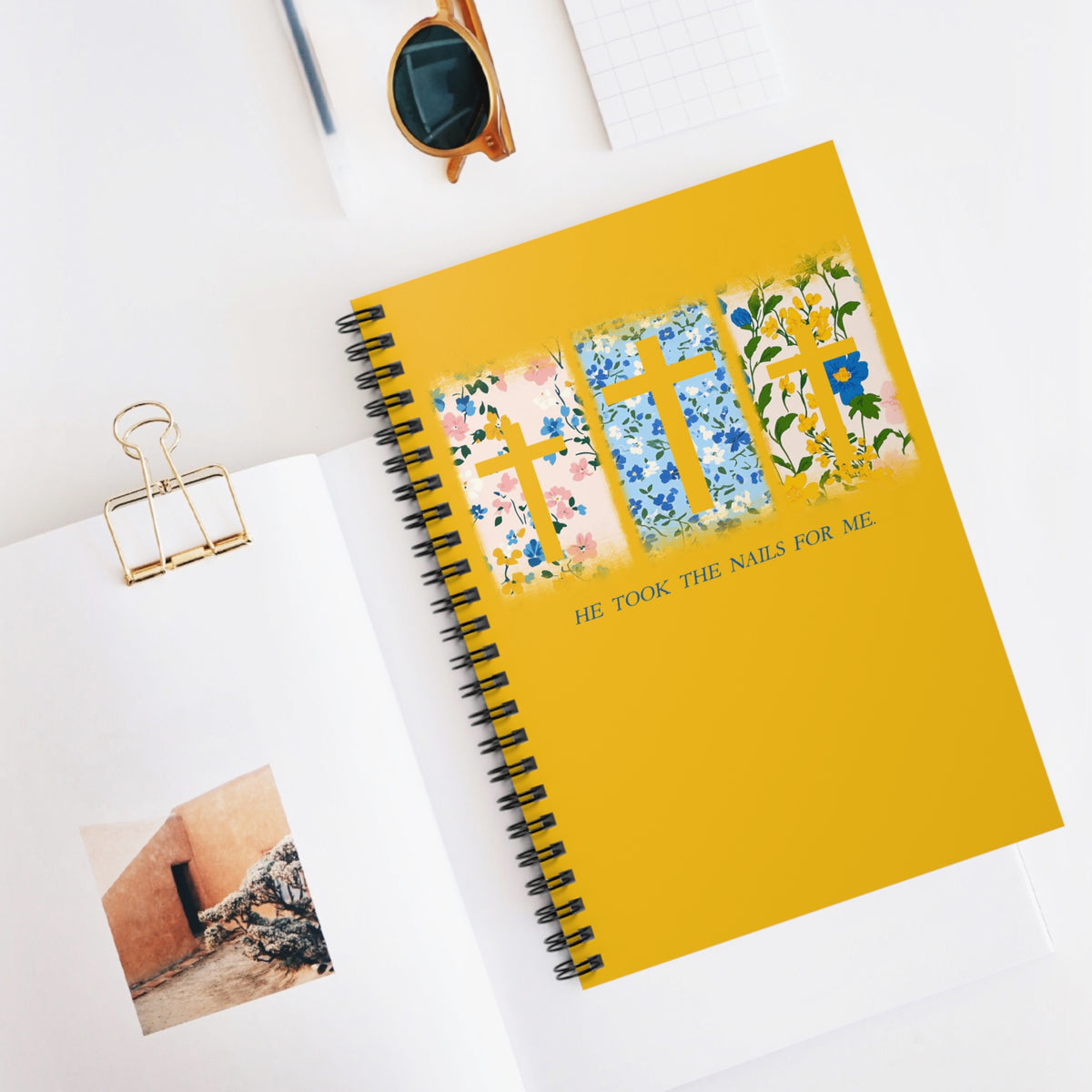 He Took the Nails For Me Floral Faith Spiral Notebook Ruled Journal