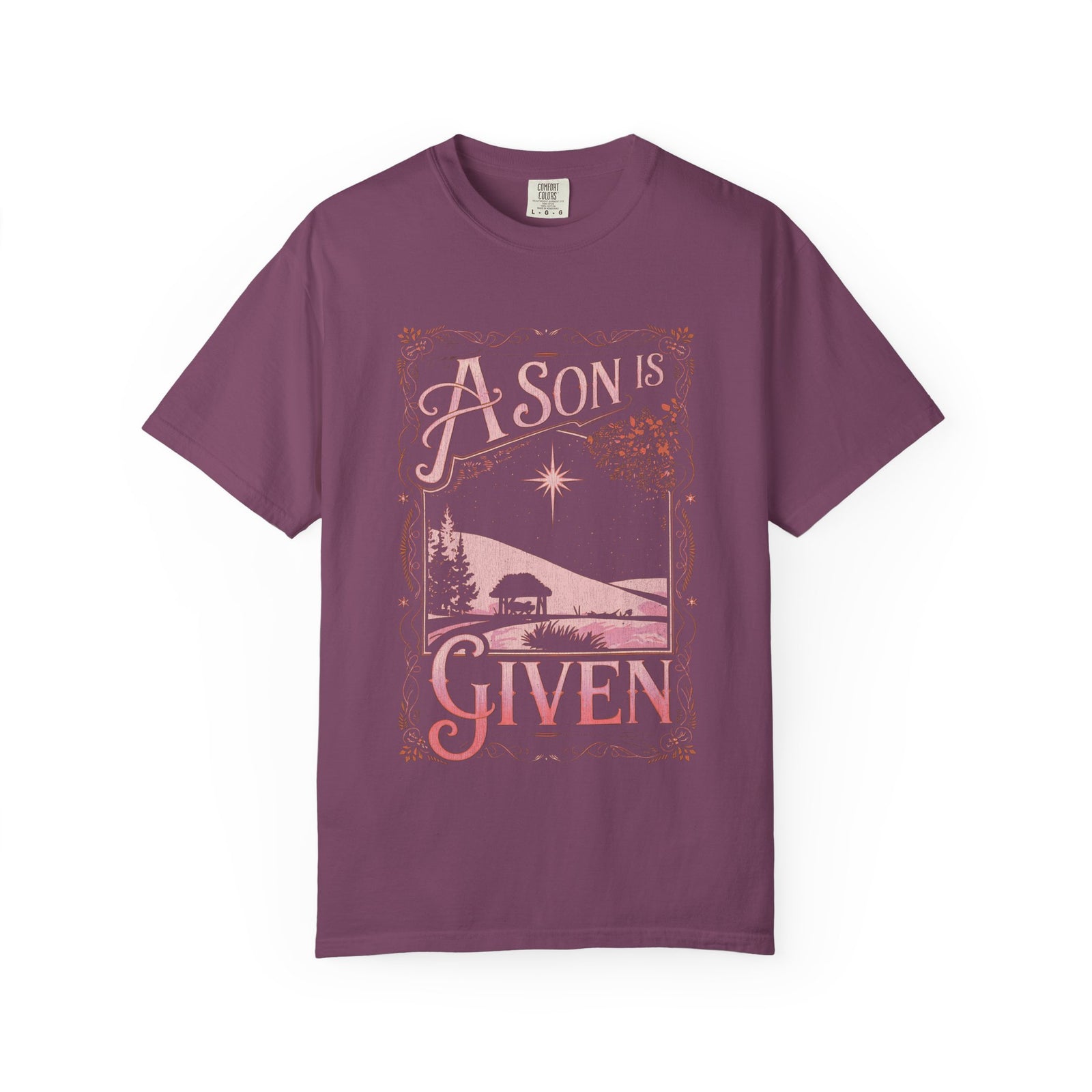 A Son is Given Jesus Christmas Distressed T-Shirt Christian Graphic Tee
