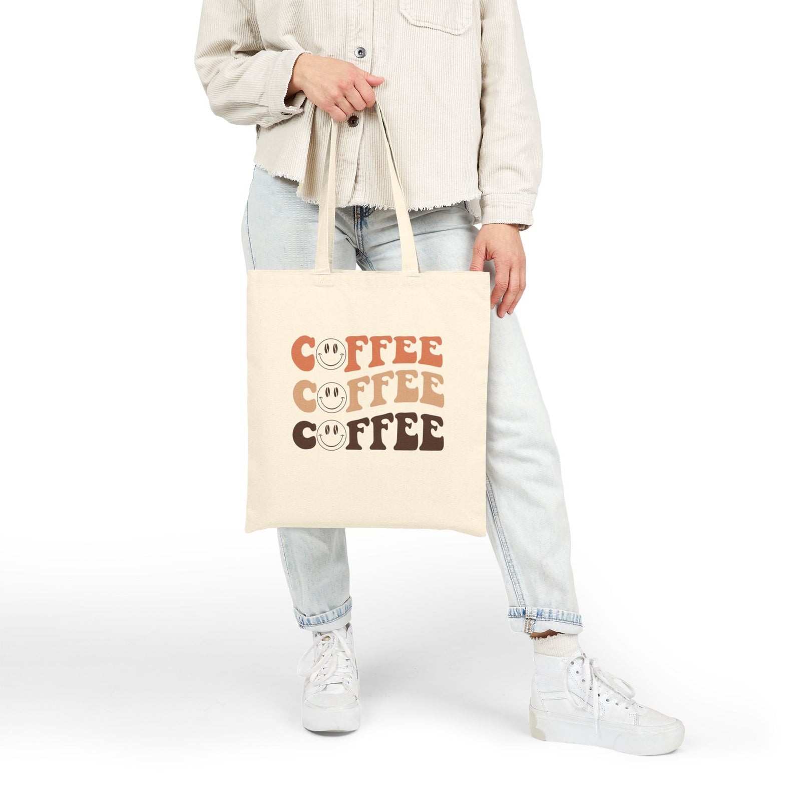 Coffee Coffee Coffee Smile Cotton Canvas Tote Bag