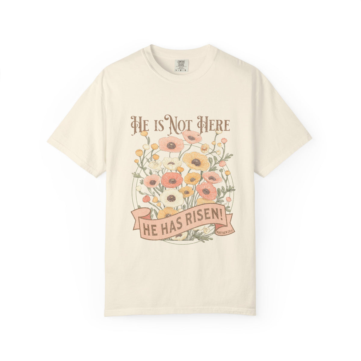 He Is Not Here He Has Risen Floral Unisex Easter T-Shirt Distressed Christian Tee