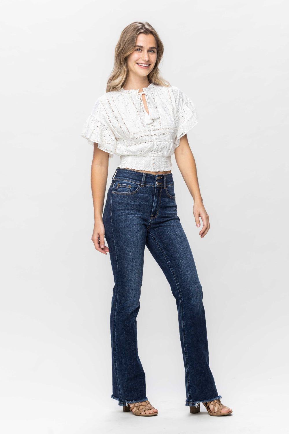 Judy Blue Full Size Frayed Hem Bootcut Jeans - Sydney So Sweet