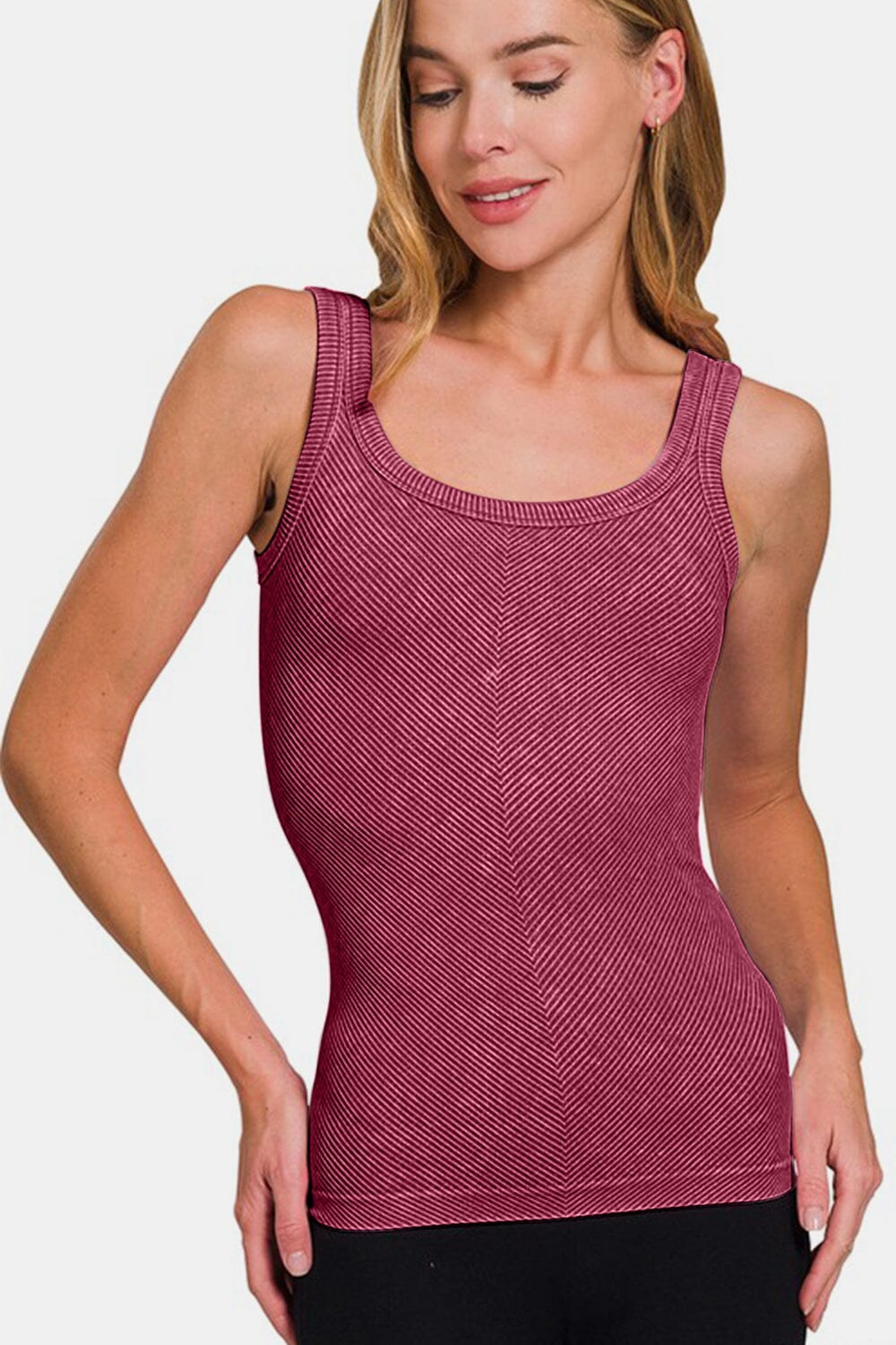 Zenana Ribbed Scoop Neck Tank - Sydney So Sweet