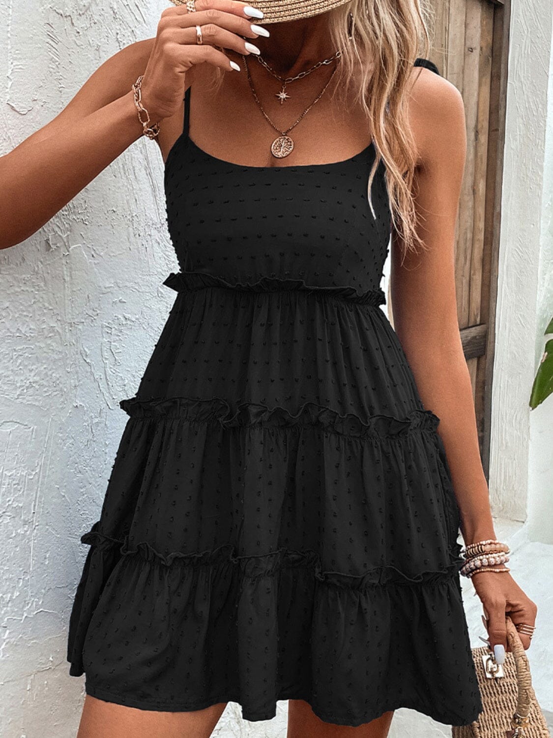 Frill Spaghetti Strap Tiered Dress - Sydney So Sweet