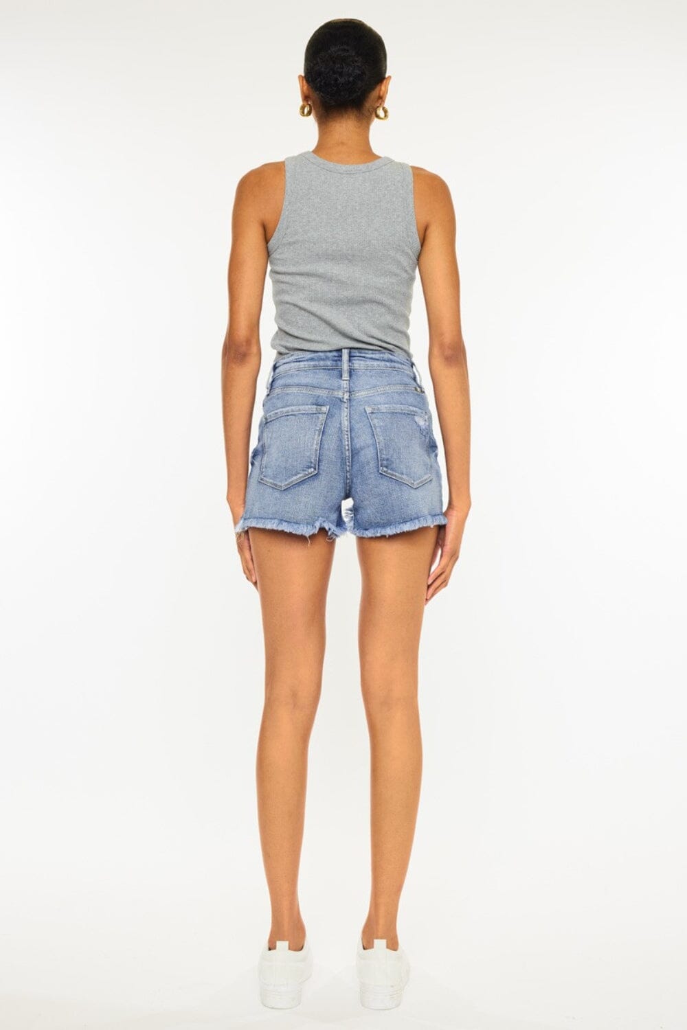 Kancan Distressed Raw Hem Denim Shorts - Sydney So Sweet