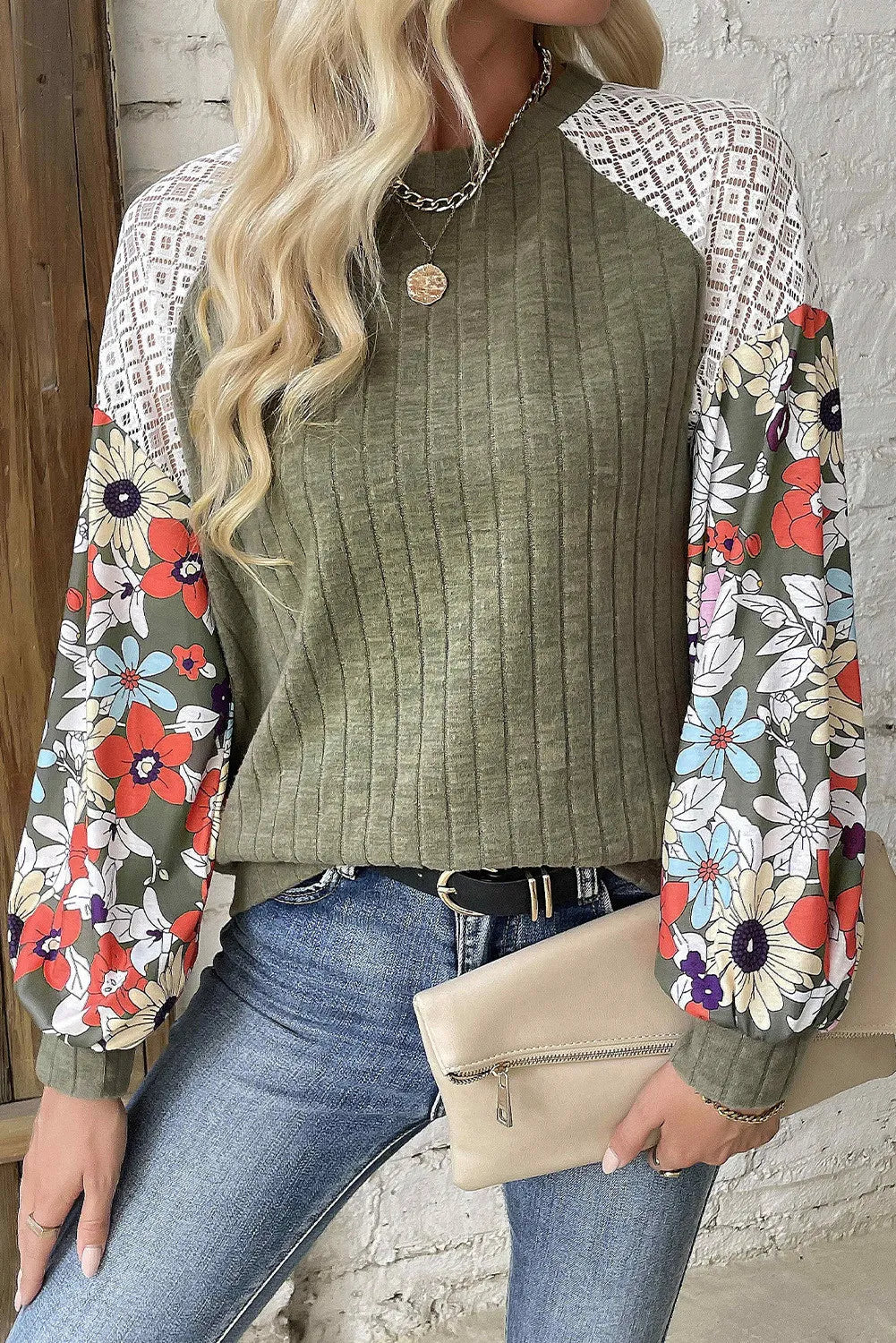 Printed Round Neck Long Sleeve Top - Sydney So Sweet