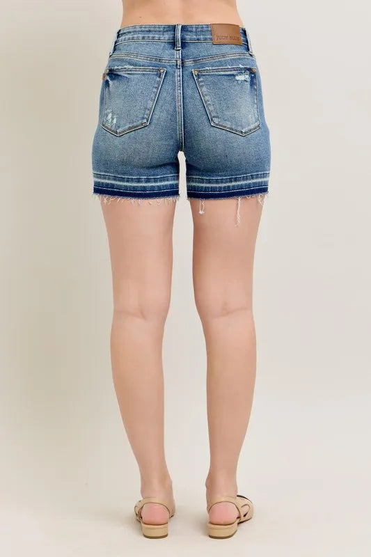 Judy Blue Mr Tummy Control Vintage Wash Release Hem Shorts - Sydney So Sweet