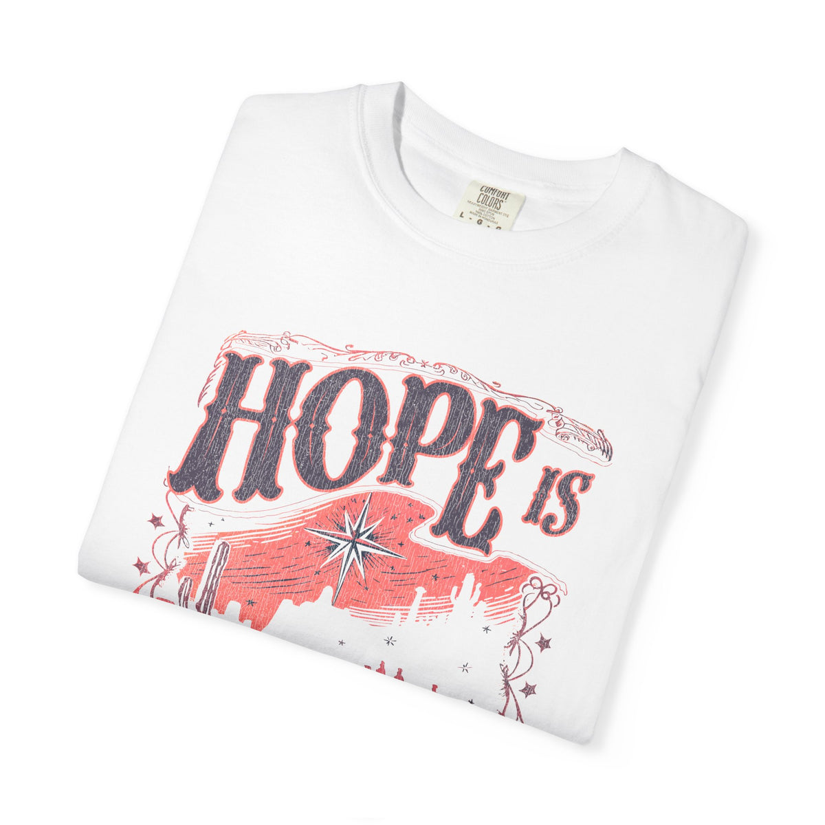 Hope is Born Christmas T-Shirt Christian Distressed Western Graphic Tee