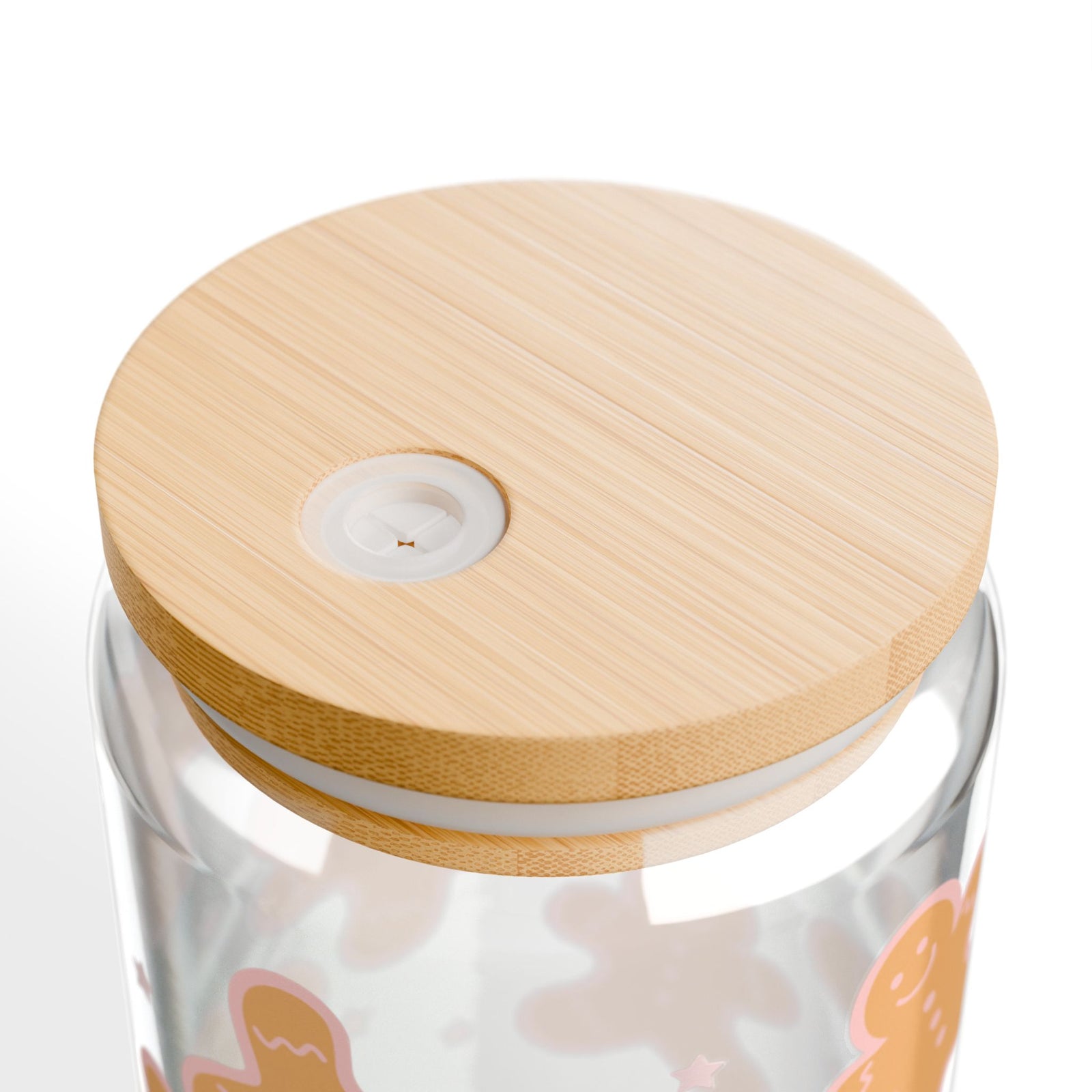Sweet Gingerbread Cookies Sipper Glass 16oz Reusable Drink Jar with Lid & Straw