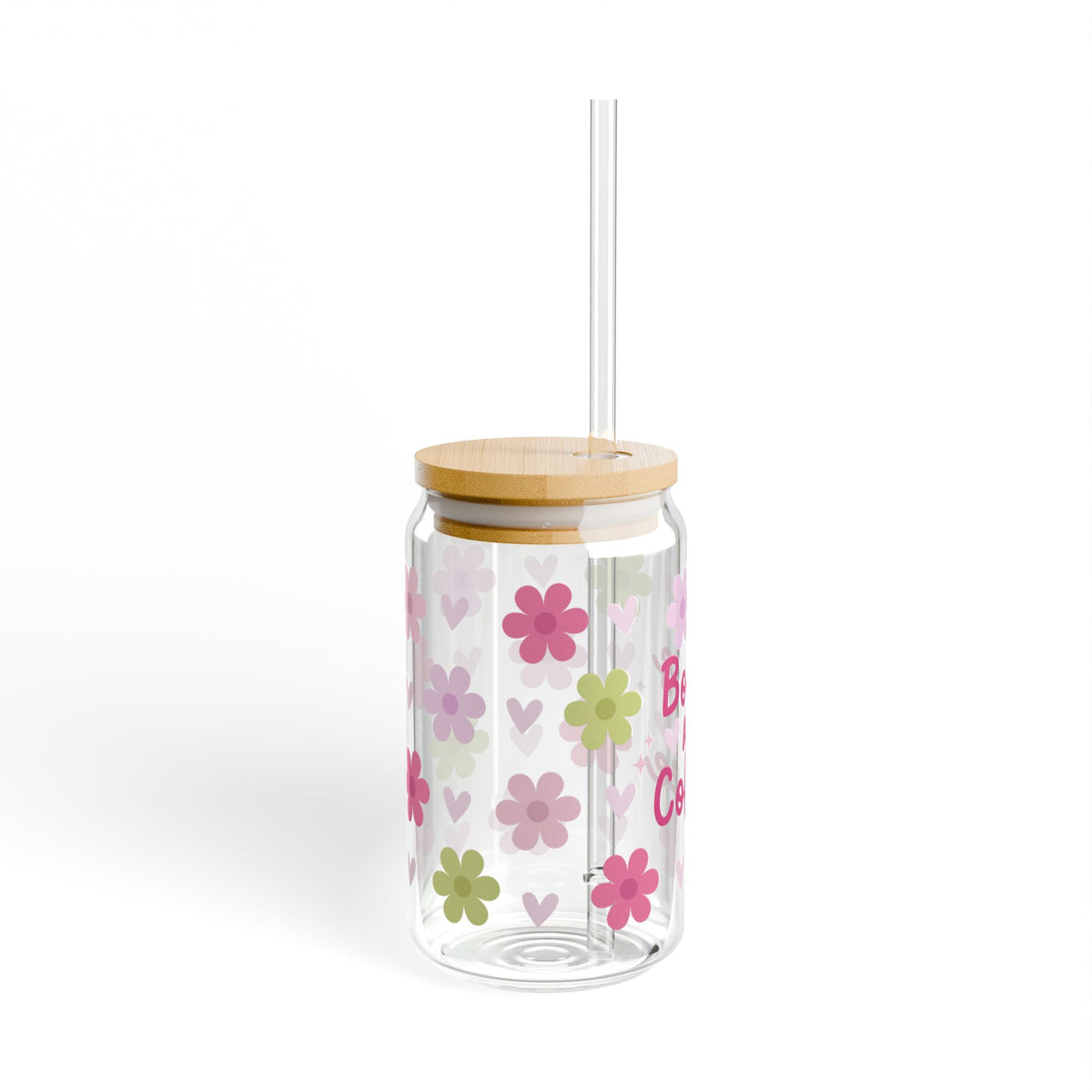 Books and Coffee Tumbler Sipper Glass 16oz — Reusable Drink Jar with Lid & Straw - Sydney So Sweet