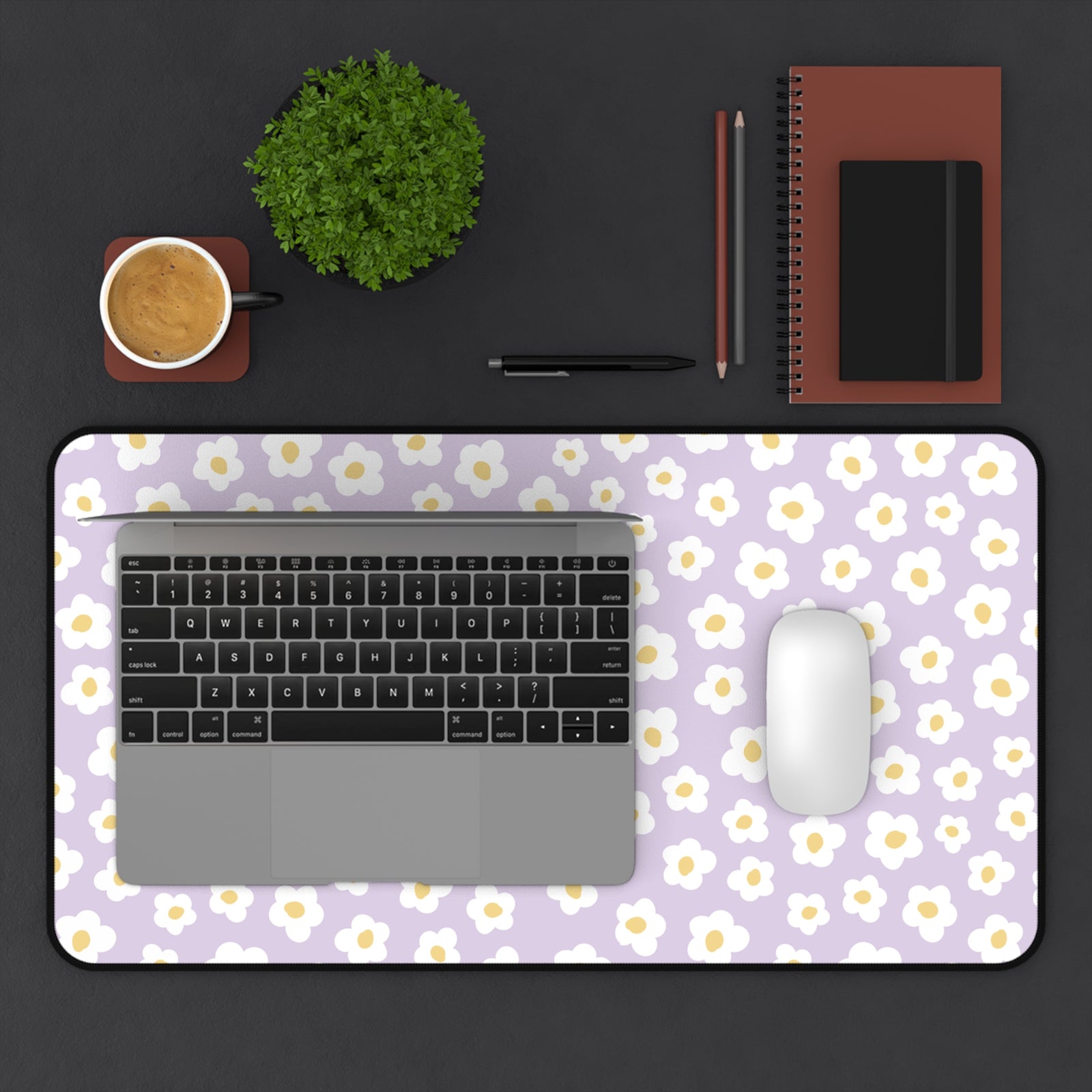Floral Desk Mat - Lavender Daisy Flower Design for Home Office Decor - Sydney So Sweet